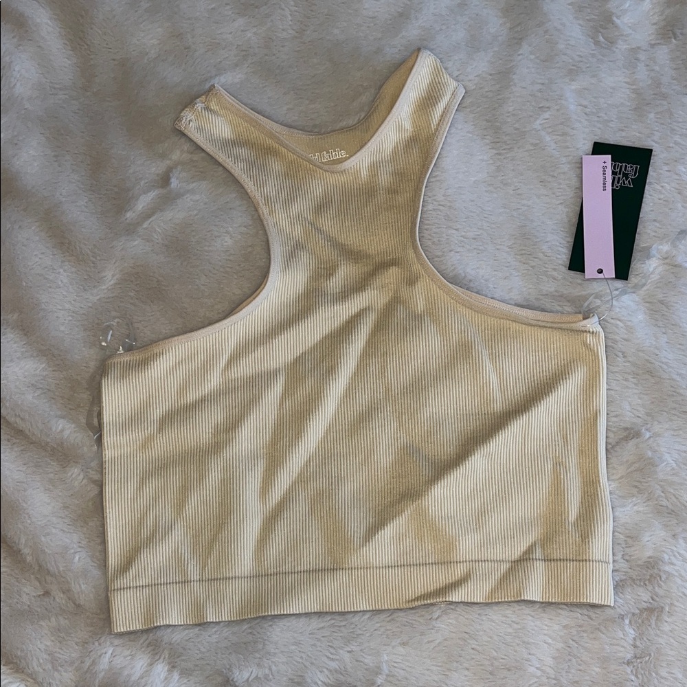 Cream Ribbed Tank Top